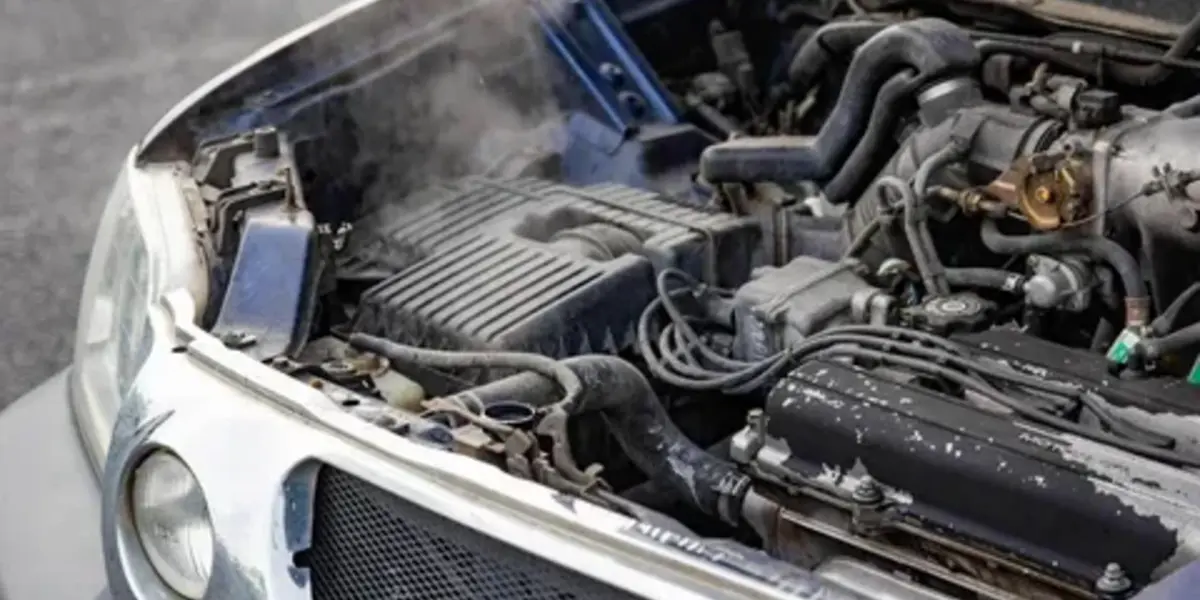 Mechanic inspecting car engine components for leaks and wear