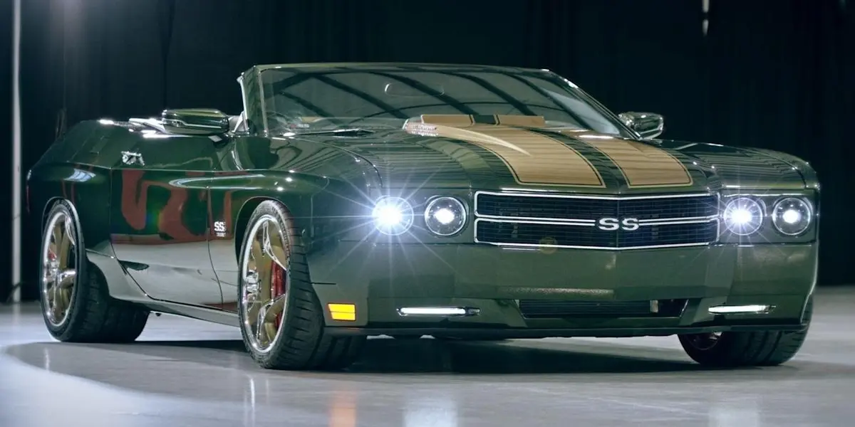 Modified classic Chevy SS restomod convertible with aftermarket wheels